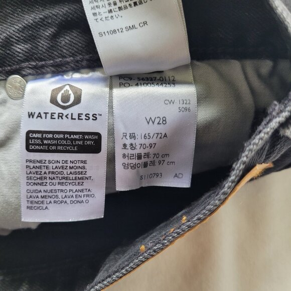 Levis 501 High Rise Womens Black Cutoff Raw Hem Jean Shorts Button Fly Size 28 - Picture 11 of 12